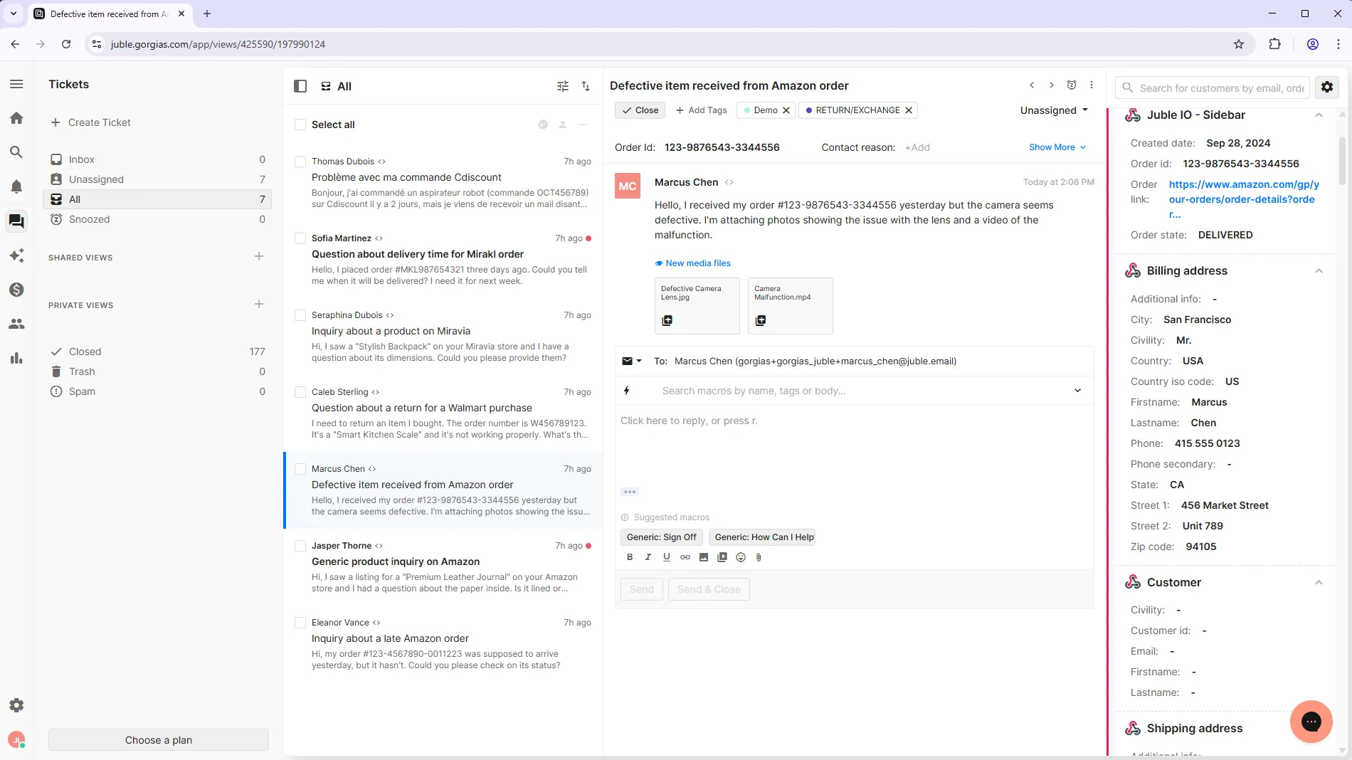 E-commerce support team managing all marketplace tickets from one helpdesk