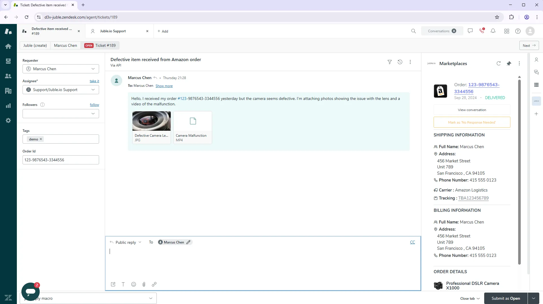 All marketplace tickets unified in a single helpdesk view